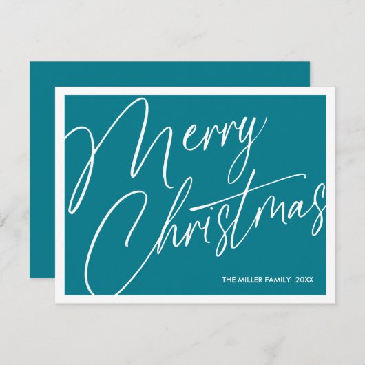 Minimalistische moderne vrolijke kerst Kaart - Cus (Voorkant / Achterkant)