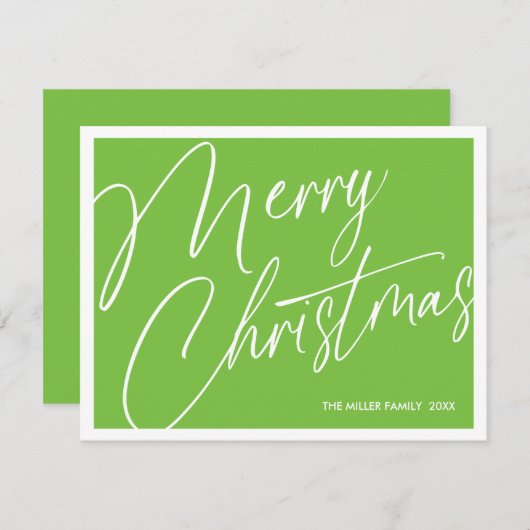 Minimalistische moderne vrolijke kerst Kaart - Cus (Voorkant / Achterkant)