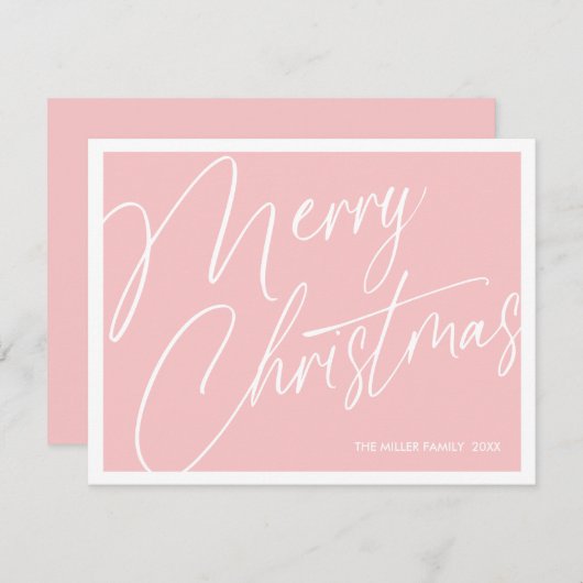 Minimalistische moderne vrolijke kerst Kaart - Cus (Voorkant / Achterkant)