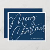 Minimalistische moderne vrolijke kerst Kaart - Cus (Voorkant / Achterkant)