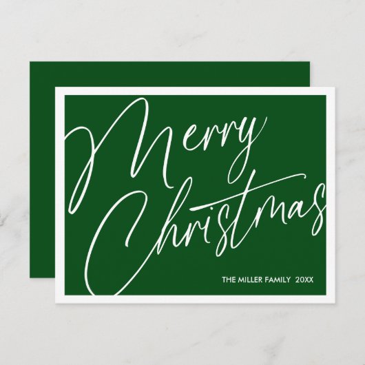 Minimalistische moderne vrolijke kerst Kaart - Cus (Voorkant / Achterkant)