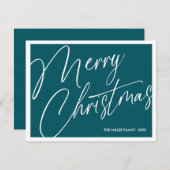 Minimalistische moderne vrolijke kerst Kaart - Cus (Voorkant / Achterkant)