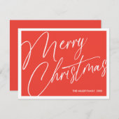 Minimalistische moderne vrolijke kerst Kaart - Cus (Voorkant / Achterkant)