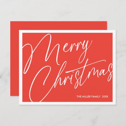 Minimalistische moderne vrolijke kerst Kaart - Cus (Voorkant / Achterkant)