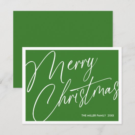 Minimalistische moderne vrolijke kerst Kaart - Cus (Voorkant / Achterkant)