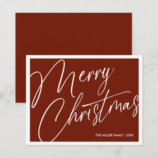 Minimalistische moderne vrolijke kerst Kaart - Cus (Voorkant / Achterkant)