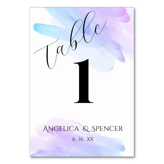 minimalistische moderne waterverf blauw en paars kaart (Voorkant)