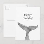 Minimalistische moderne Waterverf walvis fluke Briefkaart (Voorkant / Achterkant)