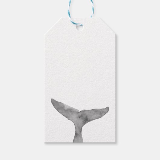 Minimalistische moderne Waterverf walvis fluke Cadeaulabel (Voorkant)