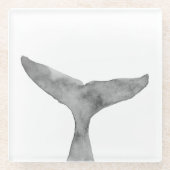 Minimalistische moderne Waterverf walvis fluke Glazen Onderzetter (Voorkant)