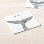 Minimalistische moderne Waterverf walvis fluke Kartonnen Onderzetters (Schuin)