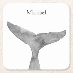 Minimalistische moderne Waterverf walvis fluke Kartonnen Onderzetters