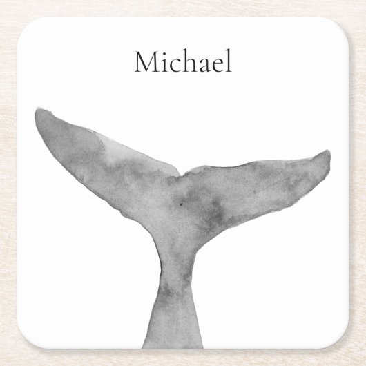 Minimalistische moderne Waterverf walvis fluke Kartonnen Onderzetters (Voorkant)