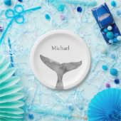 Minimalistische moderne Waterverf walvis fluke Papieren Bordje (Feest)