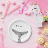 Minimalistische moderne Waterverf walvis fluke Papieren Bordje (Feest)