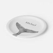 Minimalistische moderne Waterverf walvis fluke Papieren Bordje (Gekanteld)