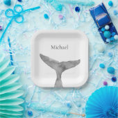 Minimalistische moderne Waterverf walvis fluke Papieren Bordje (Feest)