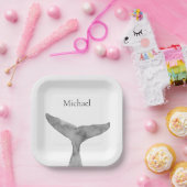 Minimalistische moderne Waterverf walvis fluke Papieren Bordje (Feest)