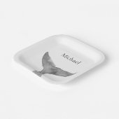Minimalistische moderne Waterverf walvis fluke Papieren Bordje (Gebogen)