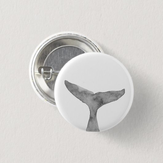 Minimalistische moderne Waterverf walvis fluke Ronde Button 3,2 Cm (Voorkant /achterkant)