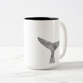 Minimalistische moderne Waterverf walvis fluke Tweekleurige Koffiemok (Voorkant rechts)