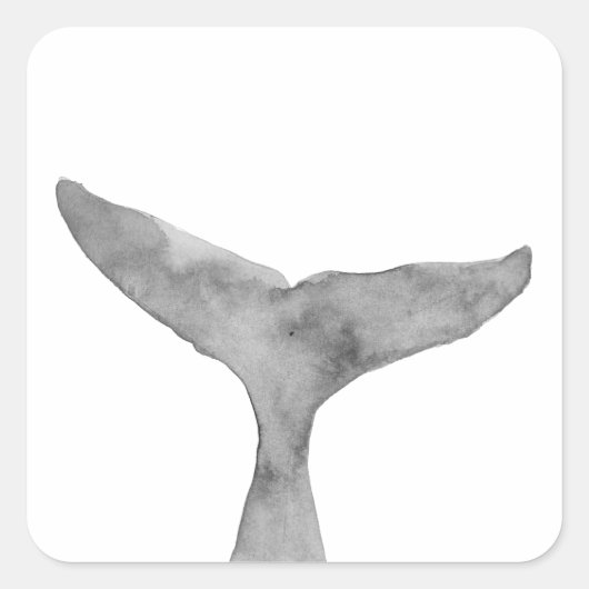 Minimalistische moderne Waterverf walvis fluke Vierkante Sticker (Voorkant)