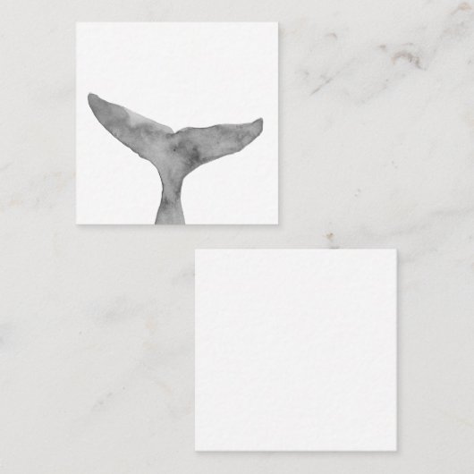 Minimalistische moderne Waterverf walvis fluke Vierkante Visitekaartje (Voorkant / Achterkant)
