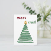 Minimalistische moderne Waterverf Xmas Feestdagenkaart (Staand voorkant)