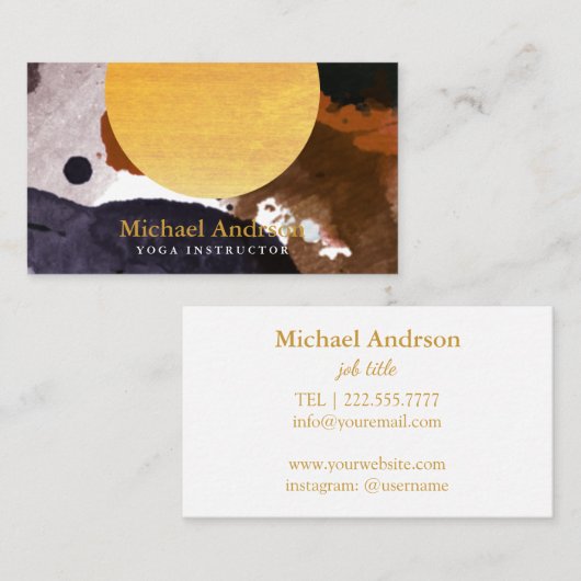 Minimalistische moderne Waterverf Yoga Instructor Visitekaartje (Voorkant / Achterkant)