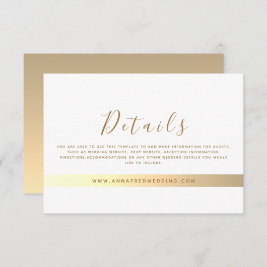 Minimalistische moderne website bruiloft details informatiekaartje (Voorkant / Achterkant)