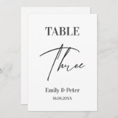 Minimalistische Moderne WEDDING Drie Tabelnummer K Bedankkaart (Voorkant / Achterkant)