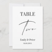 Minimalistische Moderne WEDDING Two Table Number K Bedankkaart (Voorkant)