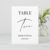 Minimalistische Moderne WEDDING Two Table Number K Bedankkaart (Staand voorkant)