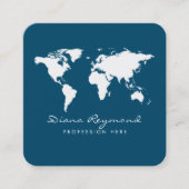 Minimalistische moderne Wereldkaart Ocean-Blue Vierkante Visitekaartje (Voorkant)
