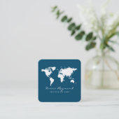Minimalistische moderne Wereldkaart Ocean-Blue Vierkante Visitekaartje (Staand voorkant)