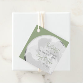 Minimalistische moderne wijze groene bruiloft foto bedankjes labels