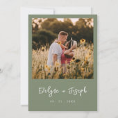 Minimalistische moderne wijze groene foto boho bru kaart (Achterkant)