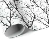 Minimalistische moderne wintertwijgen zwart wit cadeaupapier (Rol Hoek)