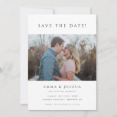 Minimalistische & Moderne Witte 2 Foto Huwelijk Save The Date (Voorkant)