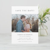 Minimalistische & Moderne Witte 2 Foto Huwelijk Save The Date (Staand voorkant)