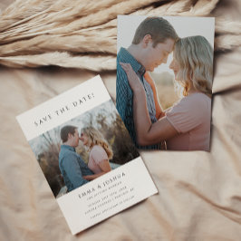 Minimalistische & Moderne Witte 2 Foto Huwelijk Save The Date