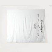 Minimalistische moderne witte bruiloft foto achter wandkleed (Voorkant (horizontaal))