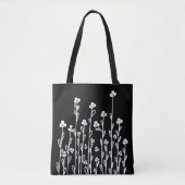 Minimalistische moderne witte doedel bloemen tote bag (Voorkant)