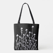 Minimalistische moderne witte doedel bloemen tote bag (Achterkant)