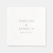 Minimalistische Moderne Witte Eenvoudige Huwelijks Servet (Voorkant)