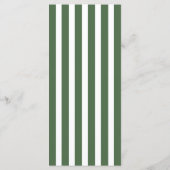 Minimalistische moderne witte en olijfgroene trouw menu (Achterkant)