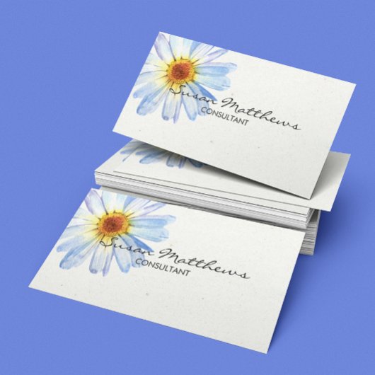 Minimalistische Moderne Witte Madeliefjes Script B Visitekaartje