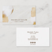 Minimalistische moderne witte marmeren gouden hand visitekaartje (Voorkant / Achterkant)