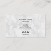 Minimalistische moderne witte marmeren handtekenin visitekaartje (Achterkant)