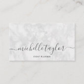 Minimalistische moderne witte marmeren handtekenin visitekaartje (Voorkant)